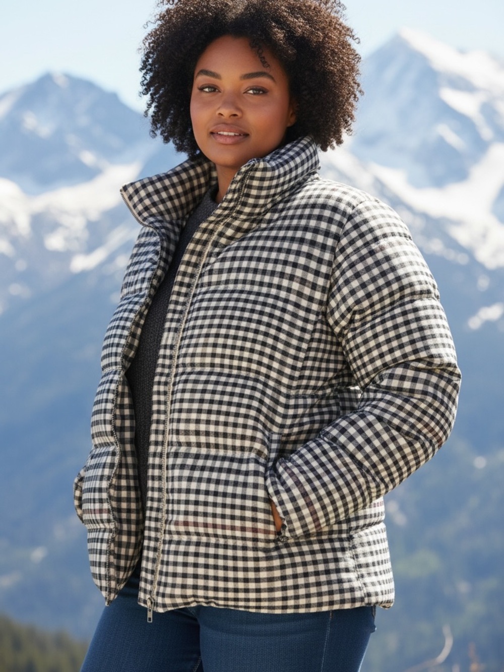 Future Collective Checked Puffer Jacket - Sz 1X
